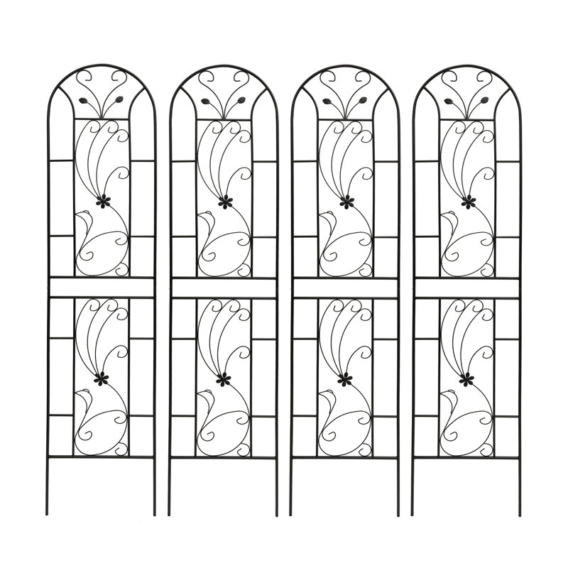 Paquet de 4 treillis de jardin en métal antirouille pour plantes grimpantes de style paon extérieur