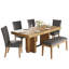 Ensemble de table de salle à manger extensible 6 pièces avec sièges rembourrés-1642906429
