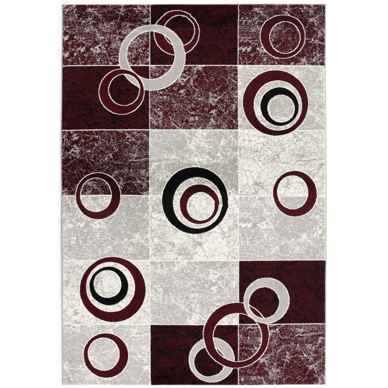 Tapis rose à motif géométrique Dillup-Jones, Rectangle 3 pi 9 po x 5 pi 9 po