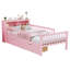 Fascinant lit simple rose avec garde-corps et espace de rangement-1726057318