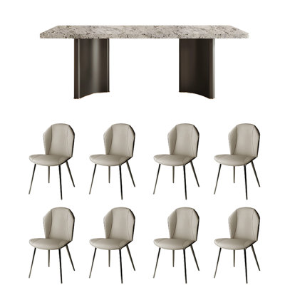 Stainless steel rock plate dining table and chair