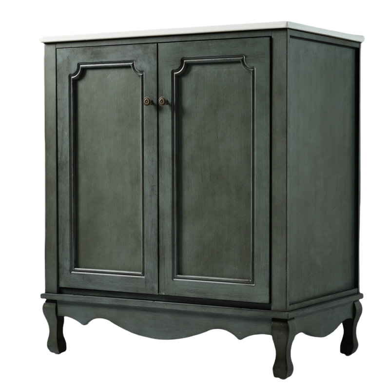 Meuble-lavabo de style rétro 30 po avec lavabo - Bleu antique
