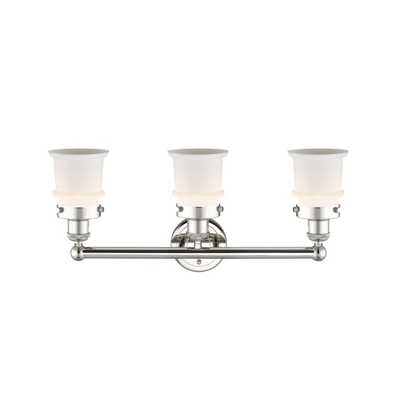 Petit luminaire pour salle de bain 3 lumières Cailen de la collection Edison, Blanc mat, Nickel poli
