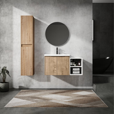 Meuble-lavabo de 36 po avec armoire latérale et lavabo - Scratch - Traitement de surface de style moderne facile à assembler