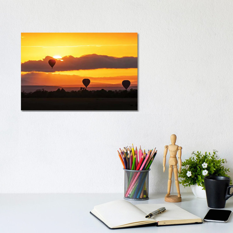 Hot Air Balloons In Surise Orange Africa Sky by Susan Richey - Gallery-Wrapped Canvas Giclée on Canvas, Canvas