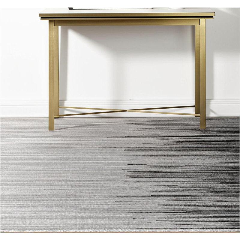 Tapis rayé noir transitionnel, Rectangle 4 pi x 6 pi