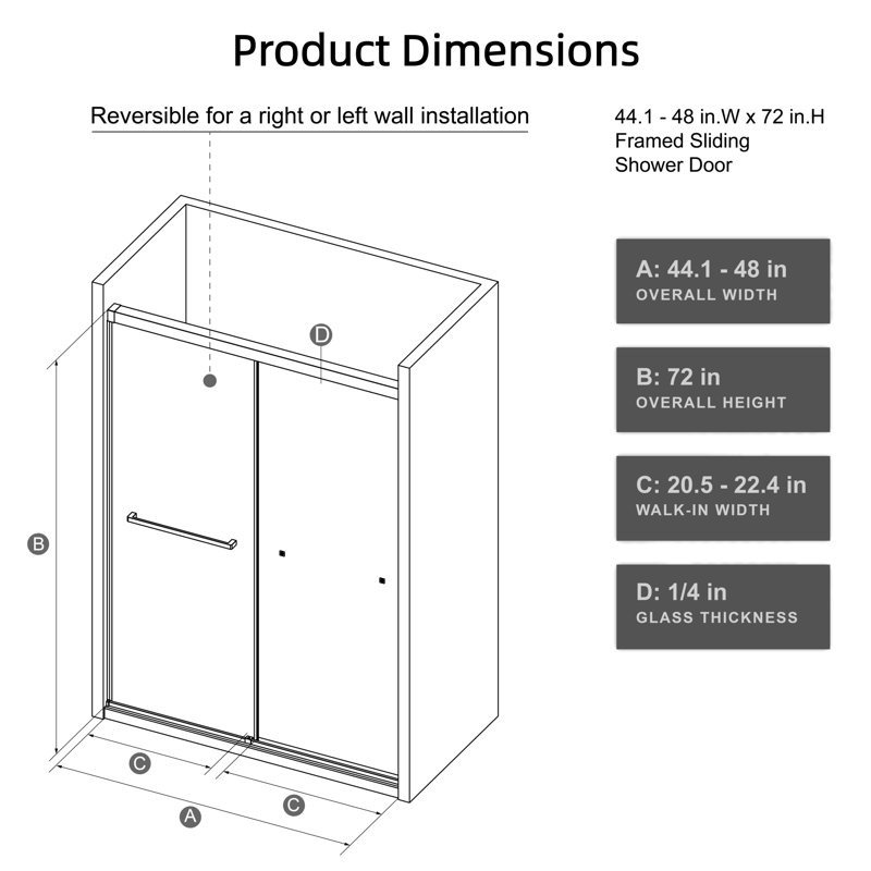 48X72 Inch Frameless Shower Door