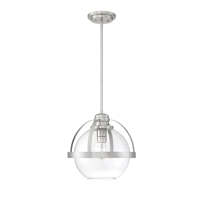 Willem Single Globe Glass Pendant in Satin Nickel, Satin Nickel