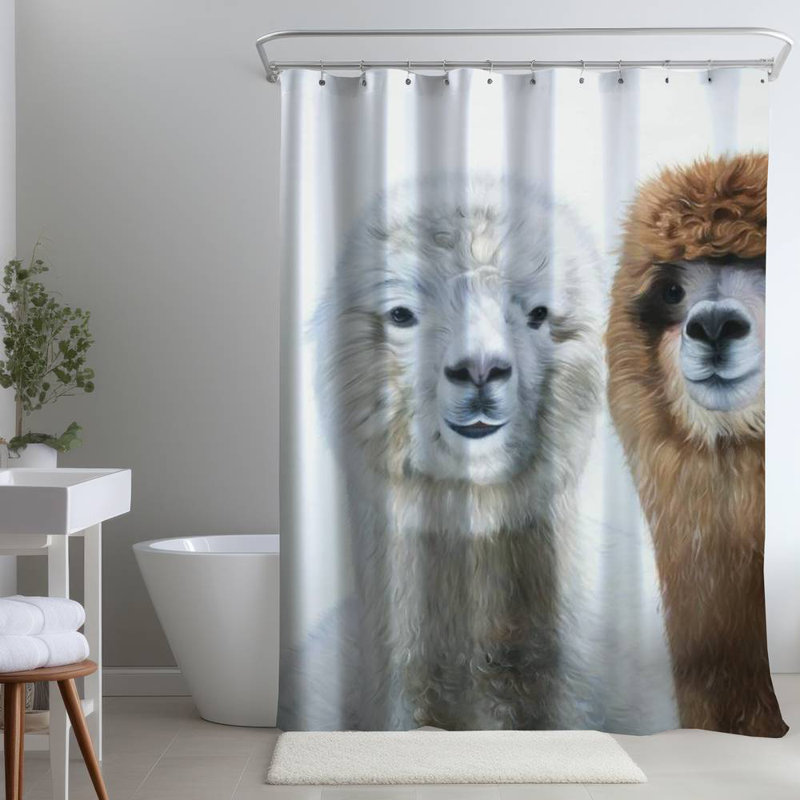 Shower Curtain AN470 – Polyester Shower Curtain, Dye Sublimation Print, 71" W × 74" L