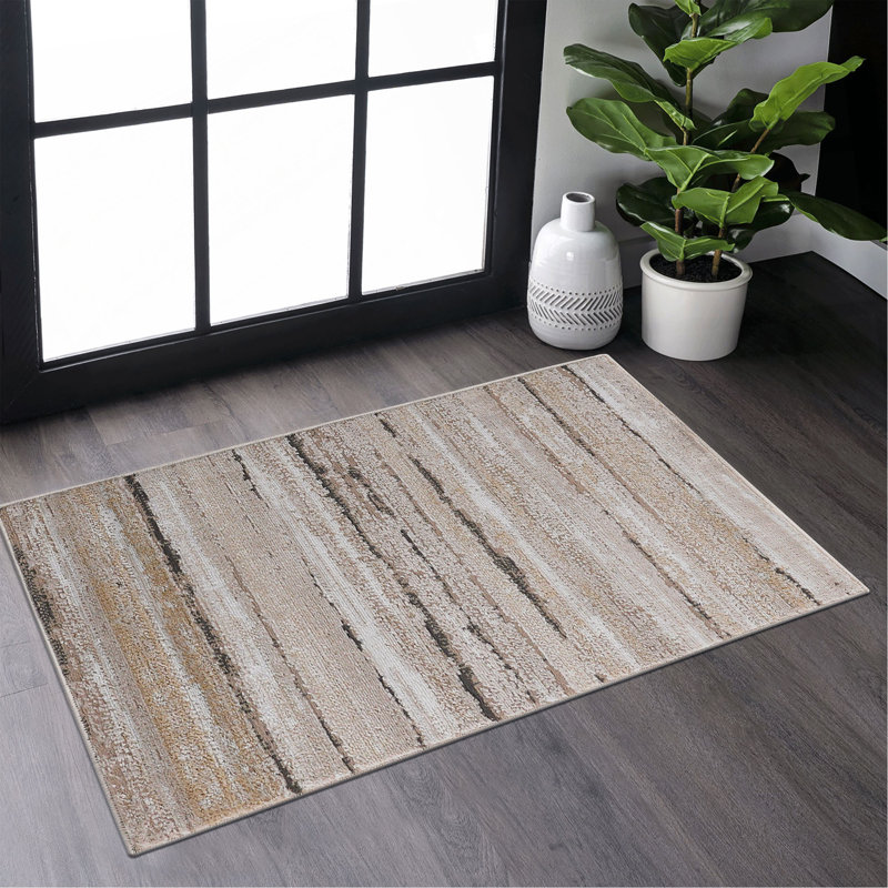 Collection Brown /Striped Non-Shedding Living Room Bedroom Dining Home Office Stylish And Stain Resistant Area Rug
