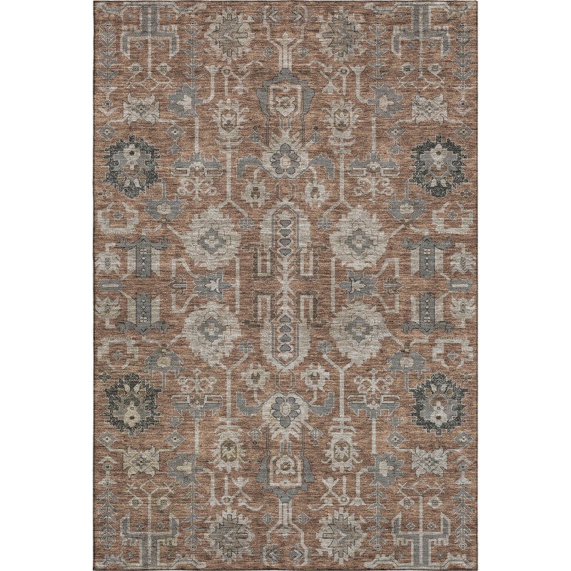 Premium Machine Washable Prisco Paprika Rug, Rectangle 5' x 7'6"