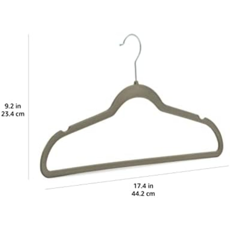 Cintre mince, en velours et antidérapant, 30, Gris/doré
