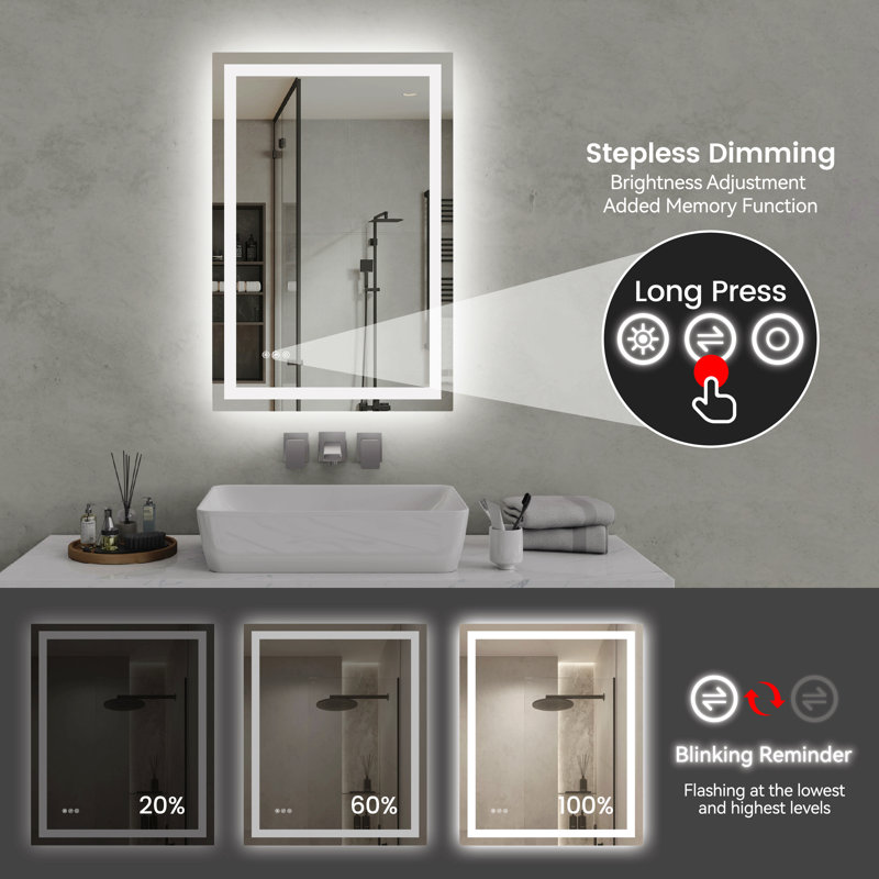Miroir de salle de bain Led, 36 po x 24 po