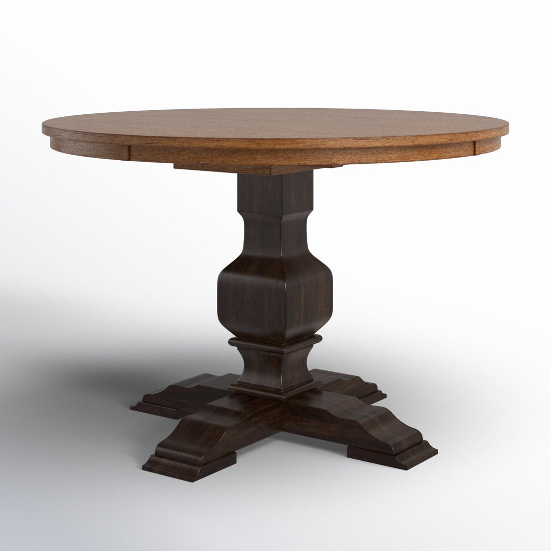 Fortville Rubberwood Solid Wood Pedestal Dining Table Three Posts™ Base Color: Antique Black