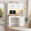 Bureau intelligent l 47,2 po x H 70,9 po avec huche, bureau d'ordinateur avec station de charge, lumières à DEL de 16 couleurs, porte-revues et tablettes réglables, table d'écriture pour bureau personnel-1331232062