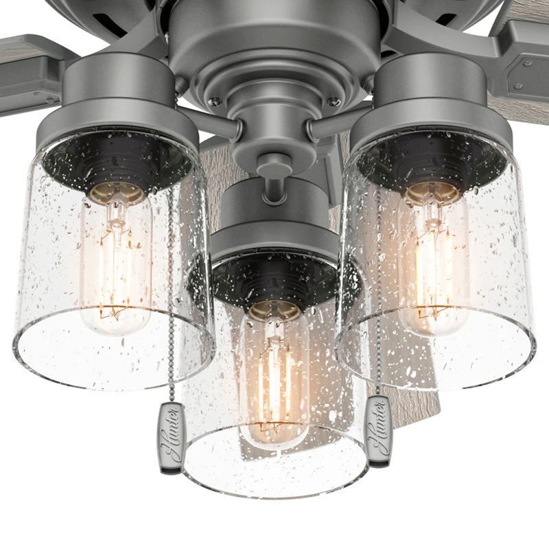 Matte Silver 44" Chandelier-Inspired Ceiling Fan with Lighting