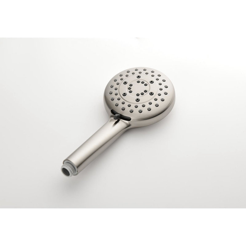 Ensemble de douche élégant en nickel brossé: tête, douche à main, barre coulissante, jets de corps, bras, système de garniture de valve avec option: