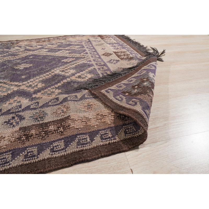 Shoneka Brown Flatweave Wool Area Rug