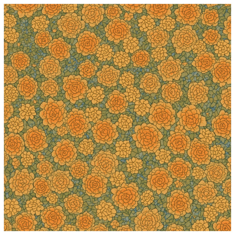 Couvertures de mosaïque florale orange, L 50 po x H 60 po