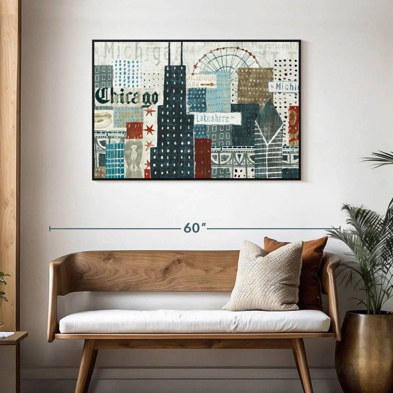 «Hey Chicago», Cadre flottant noir, 43 po x 29 po