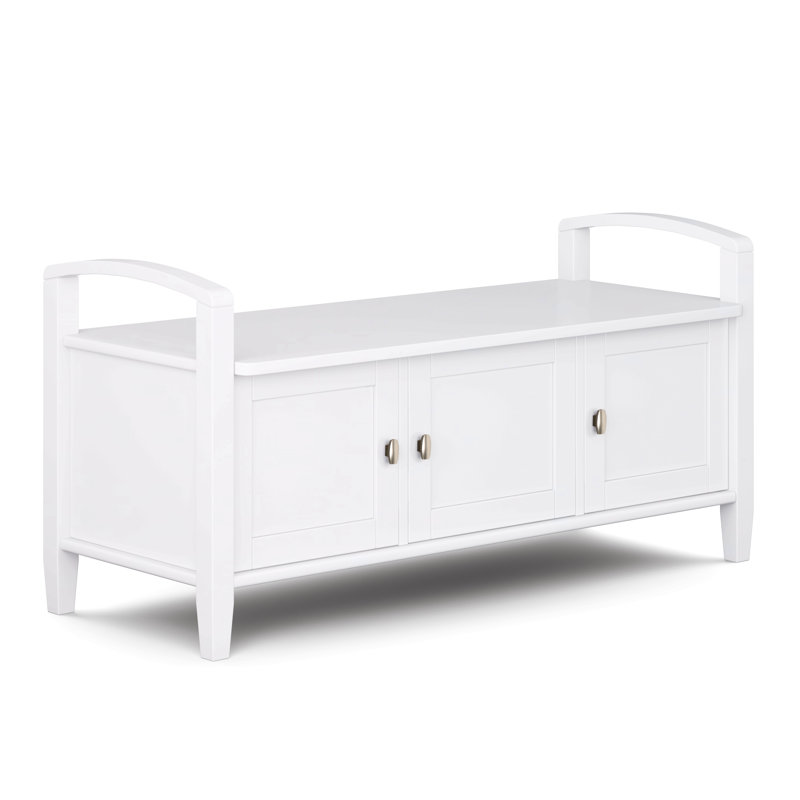 Banc de rangement de style transitionnel, Blanc
