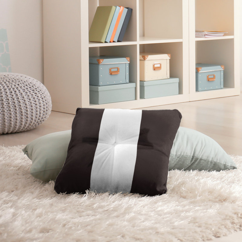  Coussin de sol touffeté, 26 po x 26 po, Brun / Blanc