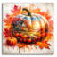 Art mural en verre épique «Fall Pumpkin Thème 3» par Rey Klimt, 36 po x 36 po-1813974226