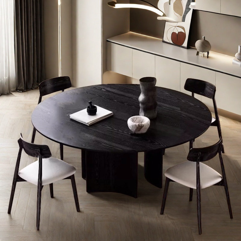 Table de salle à manger ronde moderne et luxueuse avec chaise, H 29,5 po x L 47,2 po x l 47,2 po