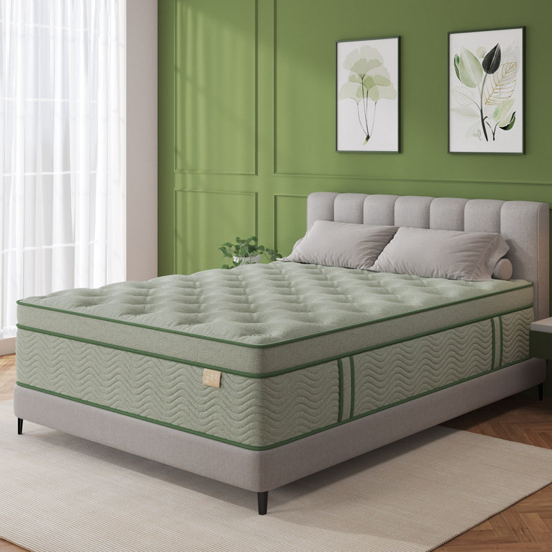 Matelas hybride mi-ferme de 14 po avec mousse viscoélastique rafraîchissante et ressorts ensachés, certifié CertiPUR-US, matelas dans une boîte