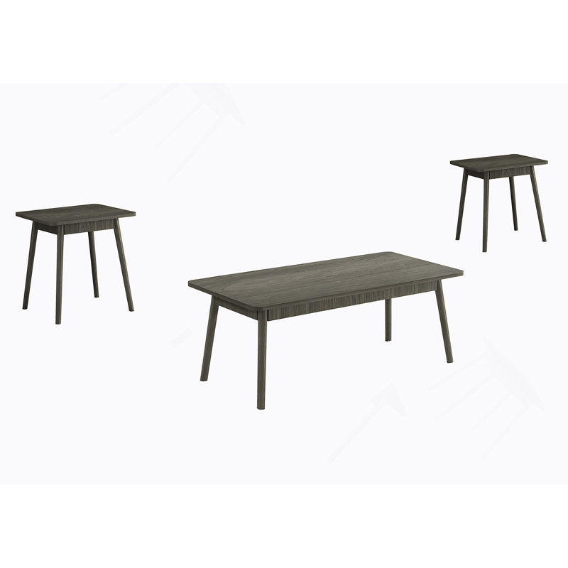 Ensemble de table, ensemble de 3 pièces, café, bout, côté, décor, salon, stratifié gris, Mid-Century, moderne, Gris