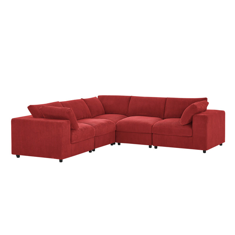 Canapé modulaire en velours côtelé Bathmarlmoor, H 33 po x l 104 po x P 104 po, Red