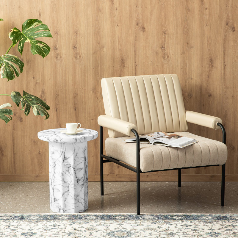 White Marble Round Three-Leg Accent Table