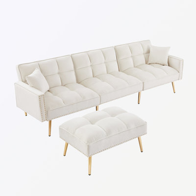 107.01'' Velvet Convertible Sofa