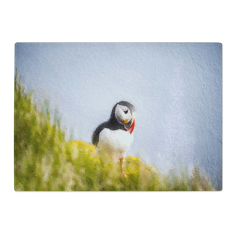 Glass Lone Atlantic Puffin Chopping Board, 39 cm W x 28.5 cm L