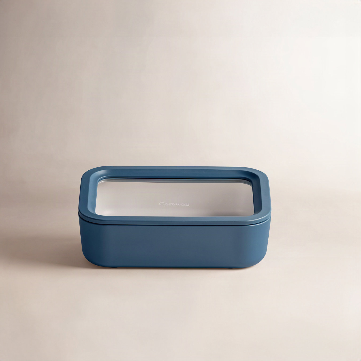 Caraway 6.6-Cup Glass Food Storage Container, Navy