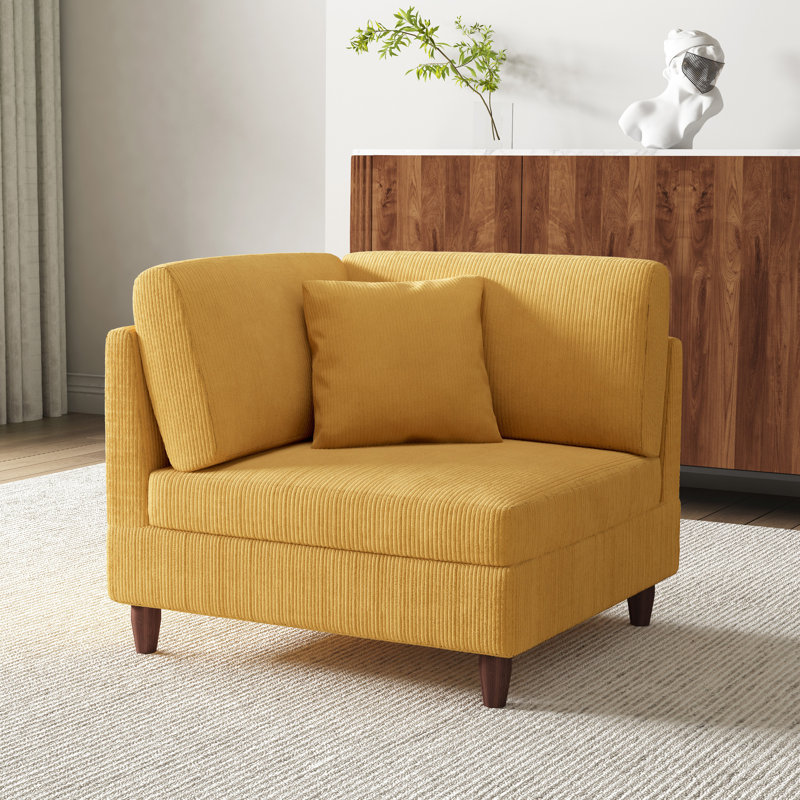 Mordecai 95Cm Wide Side Chair, Orange Corduroy