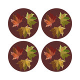 Autumn Leaves Vegan Leather Round Pebble Placemat