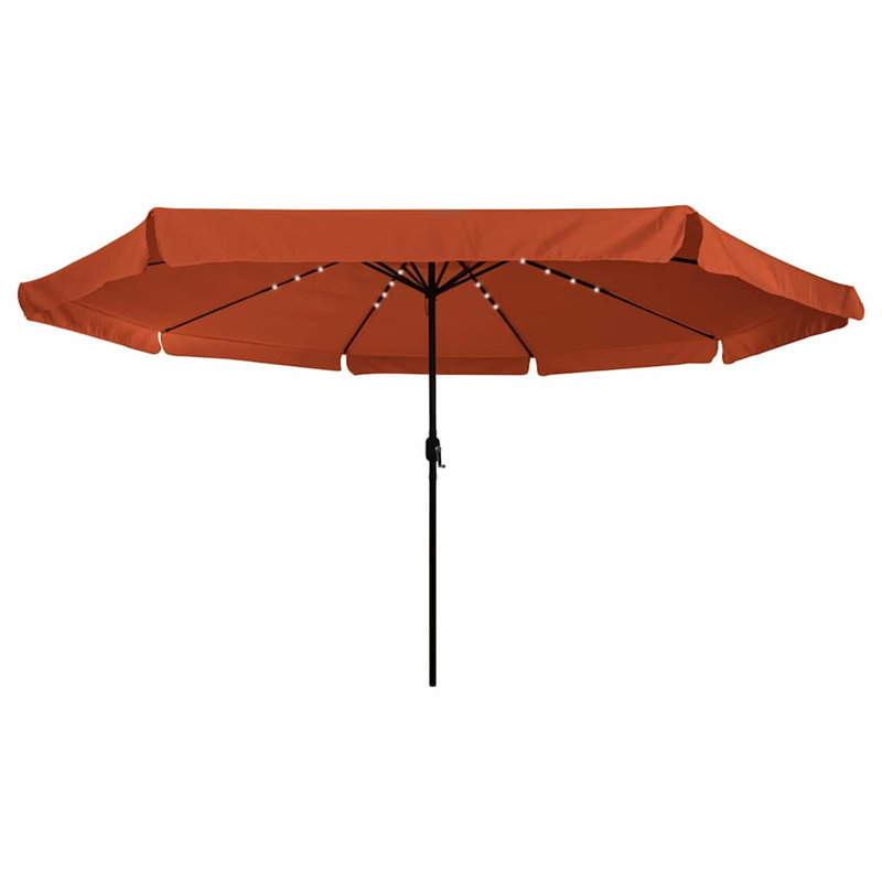 Garden Parasol with LED Strip Lights Polyester Outdoor Shade Summer, Red