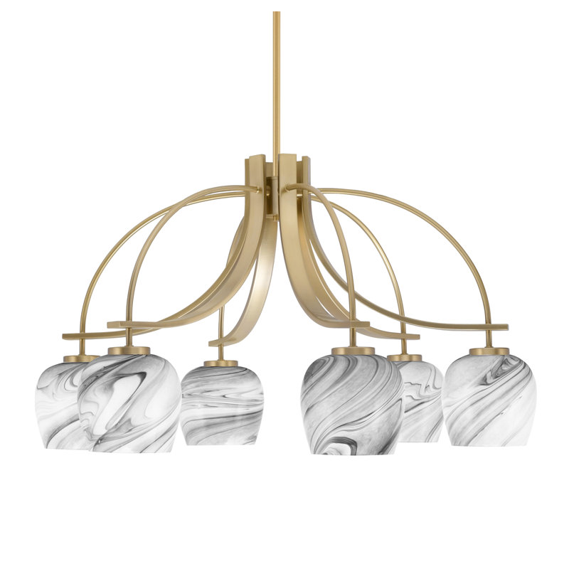 Lustre encastré avec lumière onyx Cavella, H 17,75 po x l 30 po x P 30 po, 6, Laiton New Age