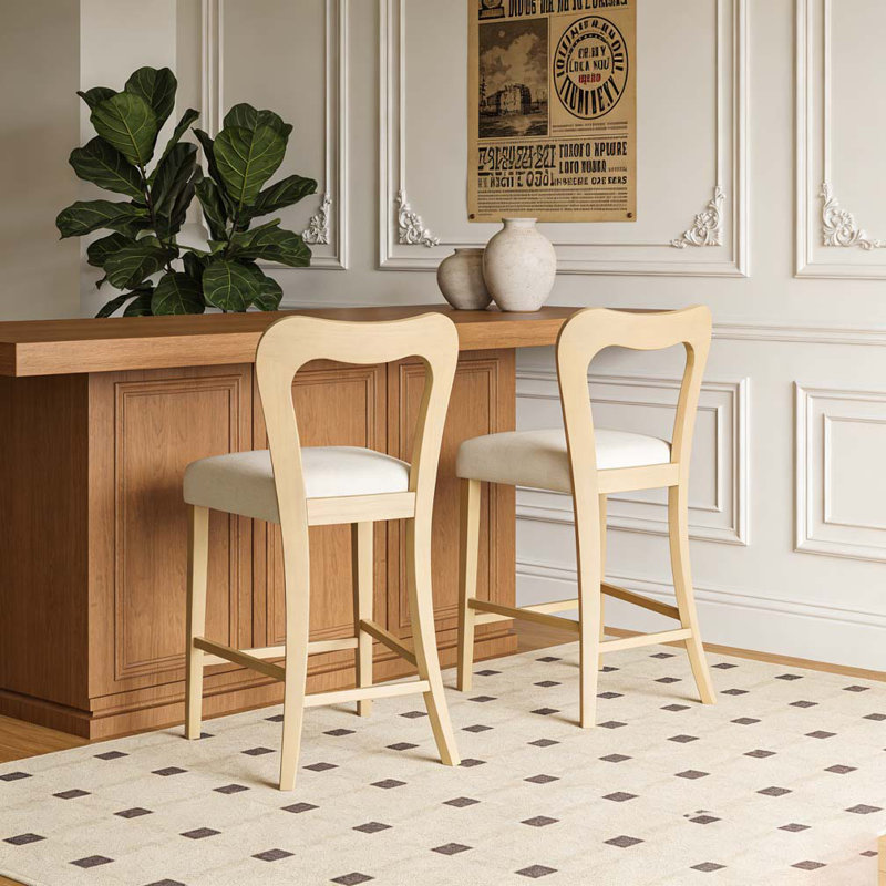 Ensemble de tabouret de comptoir, Beige, frêne naturel