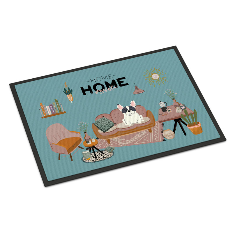 Tapis d'entrée antidérapant Guerline L 27 po x l 18 po, Shih Tzu blanc argent