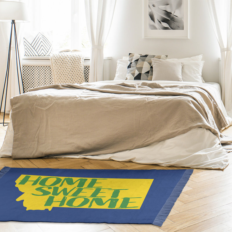 Tapis bleu/doré bleuet montana home