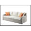 Canapé de patio en tissu beige et osier gris avec 2 coussins et 2 repose-pieds