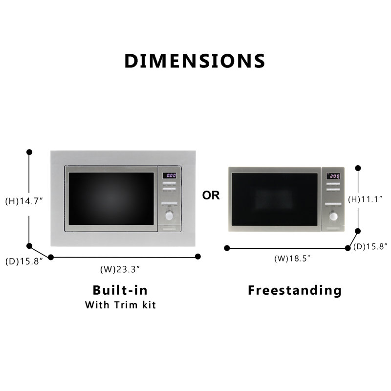 Equator Advanced Appliances 0.8 Cubic Feet 800 Watt Built-In Microwave