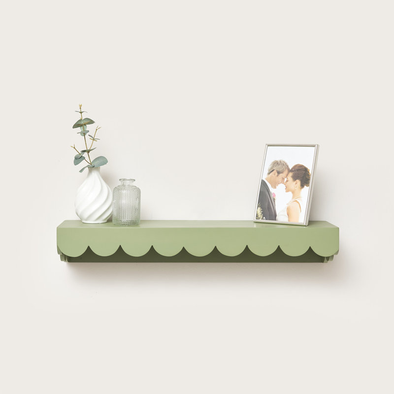 Aburto Wood Floating Shelf, Green
