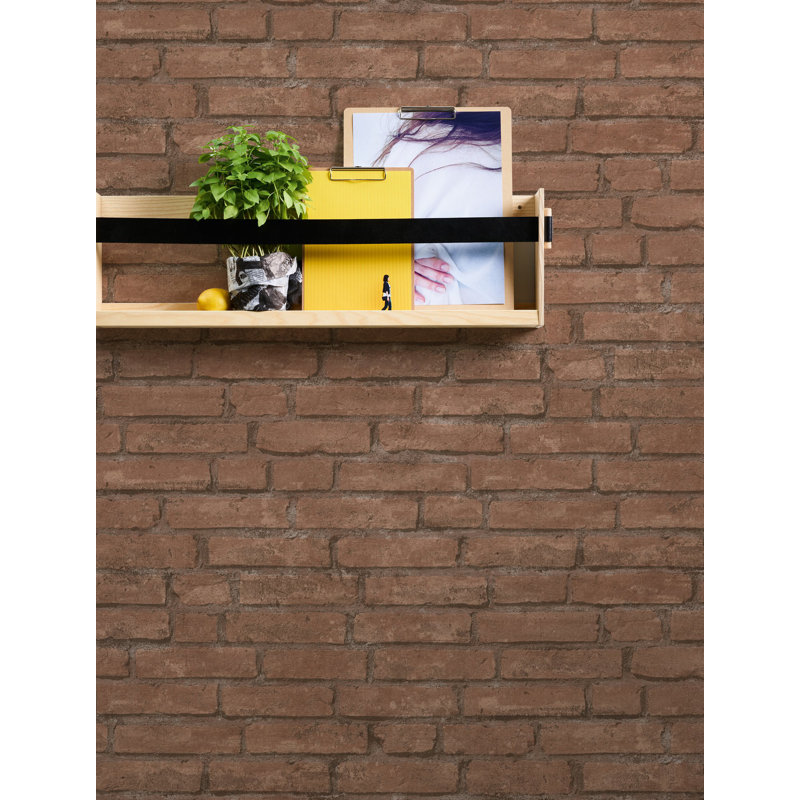 Bricks and More Collection Red Clay Brick Wallpaper Roll