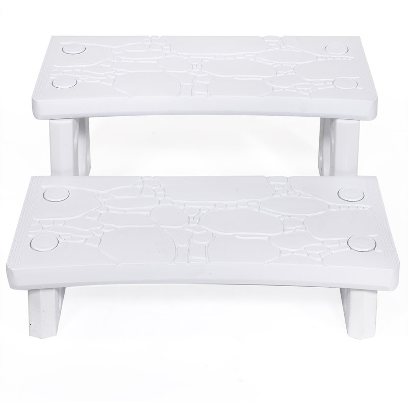 White Lightweight 2-Step Spa Hot Tub and Pool Steps