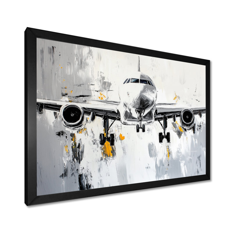 Décoration murale aquarelle atterrissant sur la piste IV - Avion, H 34 po x l 44 po, Noir