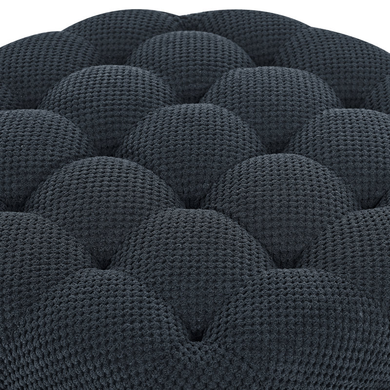 Repose-pieds de rangement rond 25 "avec plateau, capitonné - noir, Black