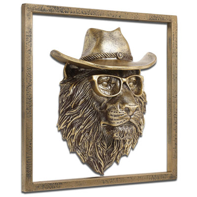 Sculpture murale exquise tête d'animal en résine (cadre cadeau) - Lion